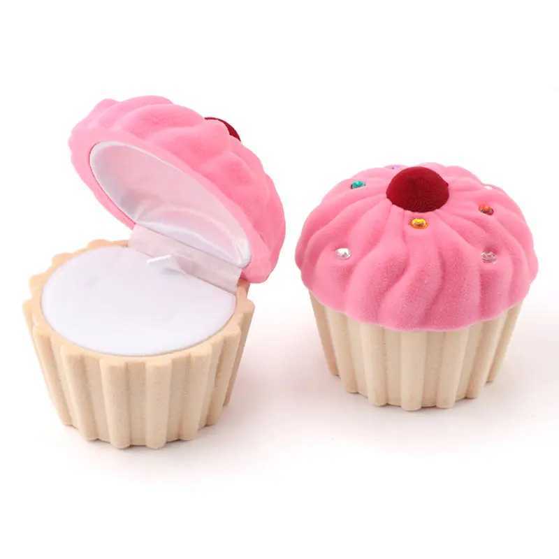 1 cute cake gift box holder jewelry box velvet wedding ring box earrings necklace display and packaging 2 colors W241019