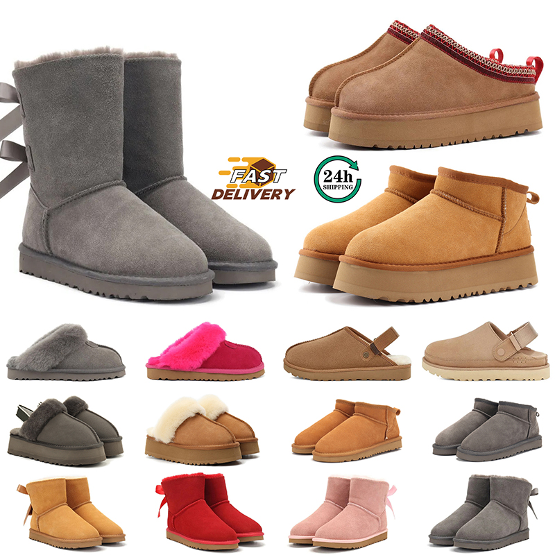 New Designer Boots Woman Luxury Australia Tasman Slippers Tazz Platform Snow Winter Ankle Classic Ultra Mini Boot Bailey Bow Fur Slides Womens Plate-forme Booties
