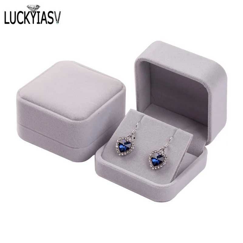 Velvet Jewelry Storage Box Earrings Pendant Jewelry Box Velvet Box Earrings Plastic Display Box 7 * 7 * 4cm W241019
