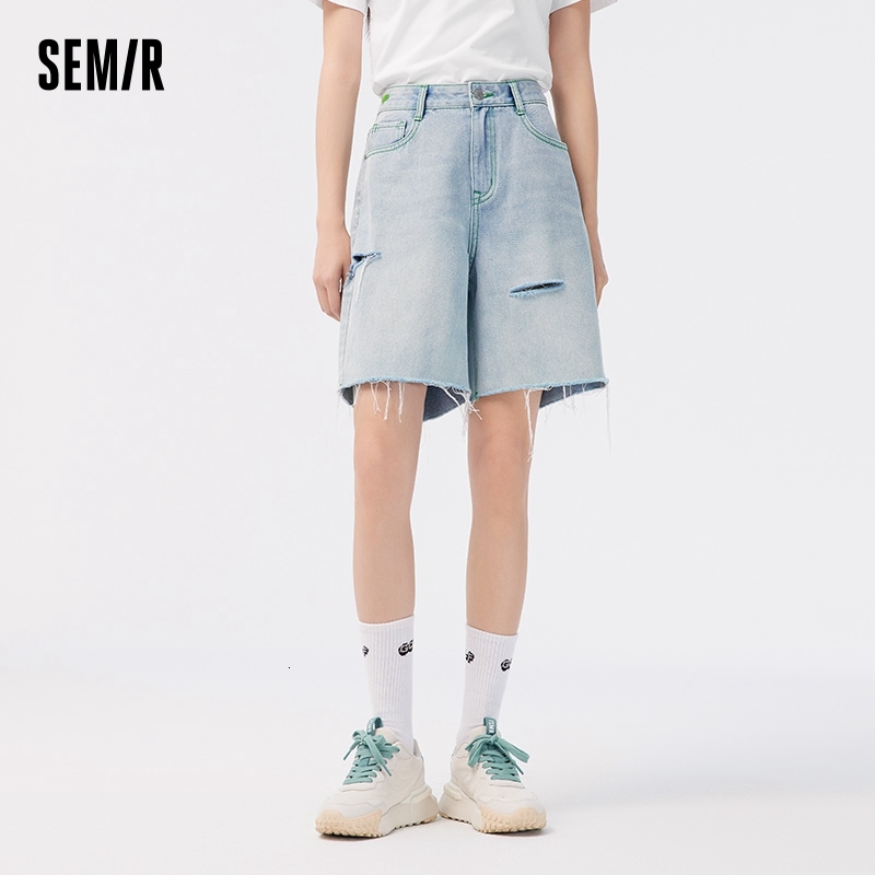 Semir Jeans Women Straight Trousers Tide Cool Personality Fashion Trend Summer Ladies Embroidery Loose Shorts Street