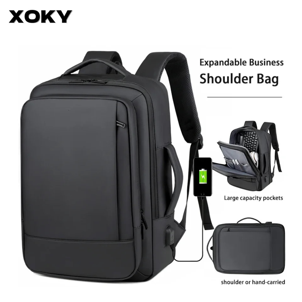XOKY Men Backpacks Travel Business Hiking Backpacks Laptop Backpack USB Charge Waterproof School BackPack Mochaila For Men 241008