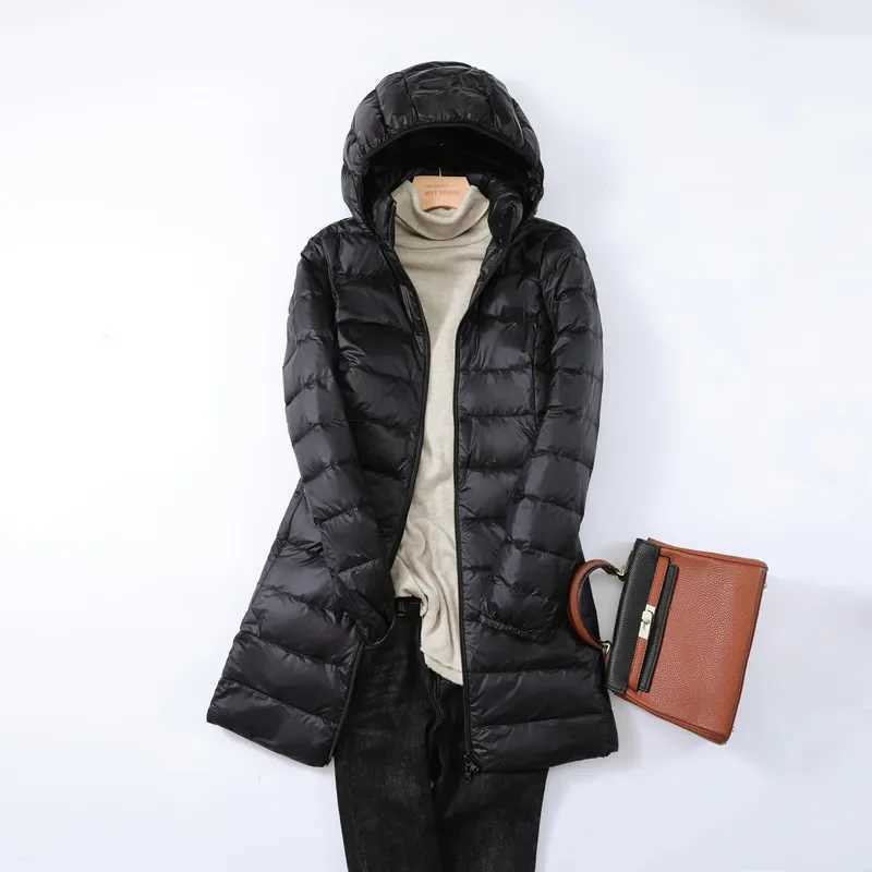 Autumn Winter Warm Womens Jacket 2023 New Korean Hooded Slim-fit X-long Mom Coat Plus Size 5xl 6xl Female Office Lady JacketX241019