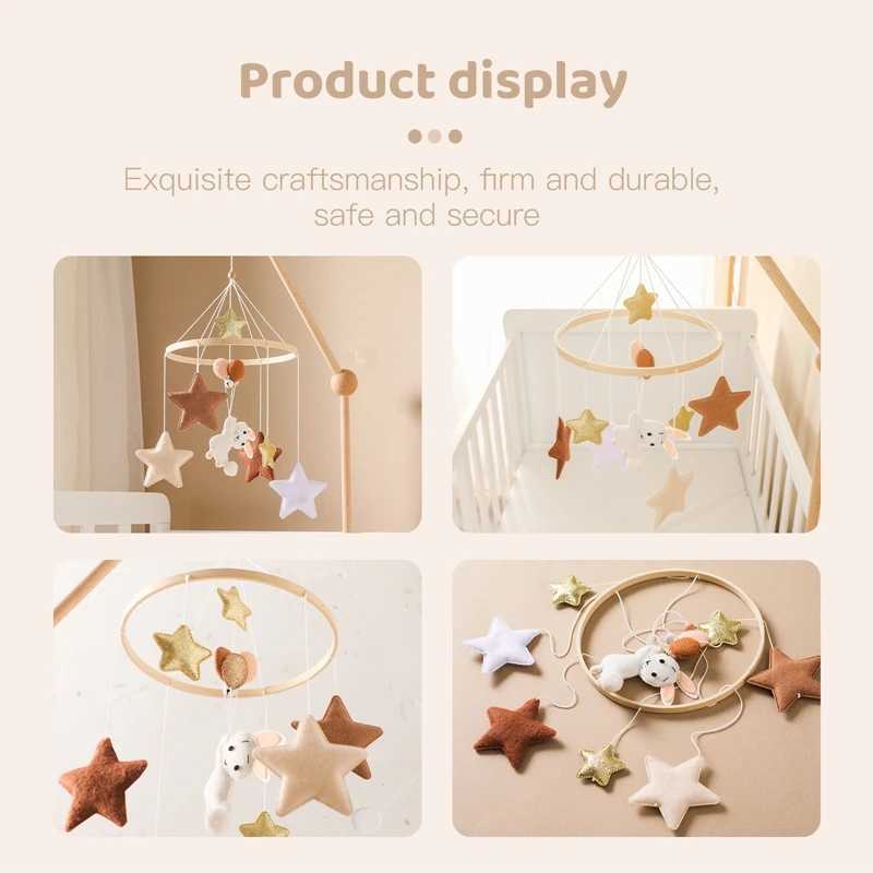 Baby Mouse Toy Rabbit Balloon Mobile Wood Newborn Cartoon Bell Hanging Toy 0-12 Months Bedding Baby Cradle Toy W240815