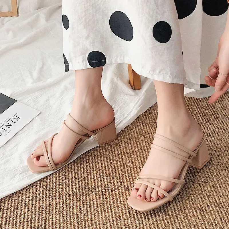 New Fashion Summer Womens Sandals Sexy Womens High Heels Square Open Toe Womens Sandals Size 35-42 Y241019