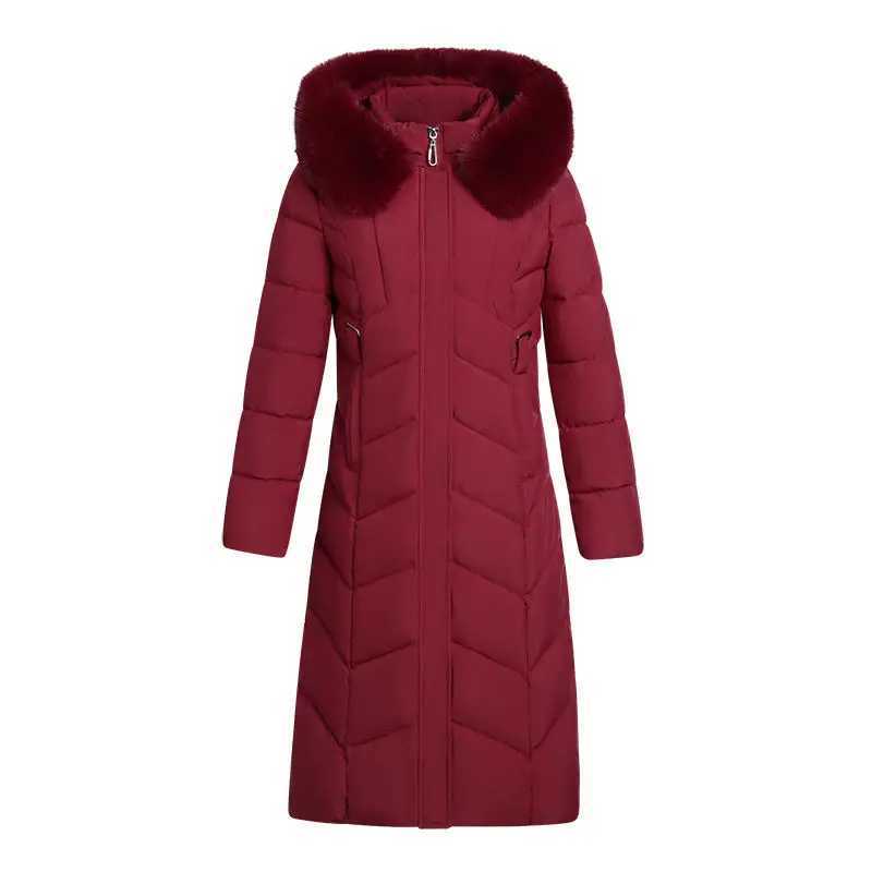 Women Warm Winter Long Parka Coat Middle-aged Mother Slim Down cotton Thicken Jacket Female Fur collar Hooded Outwear Parkas 8XLX241019