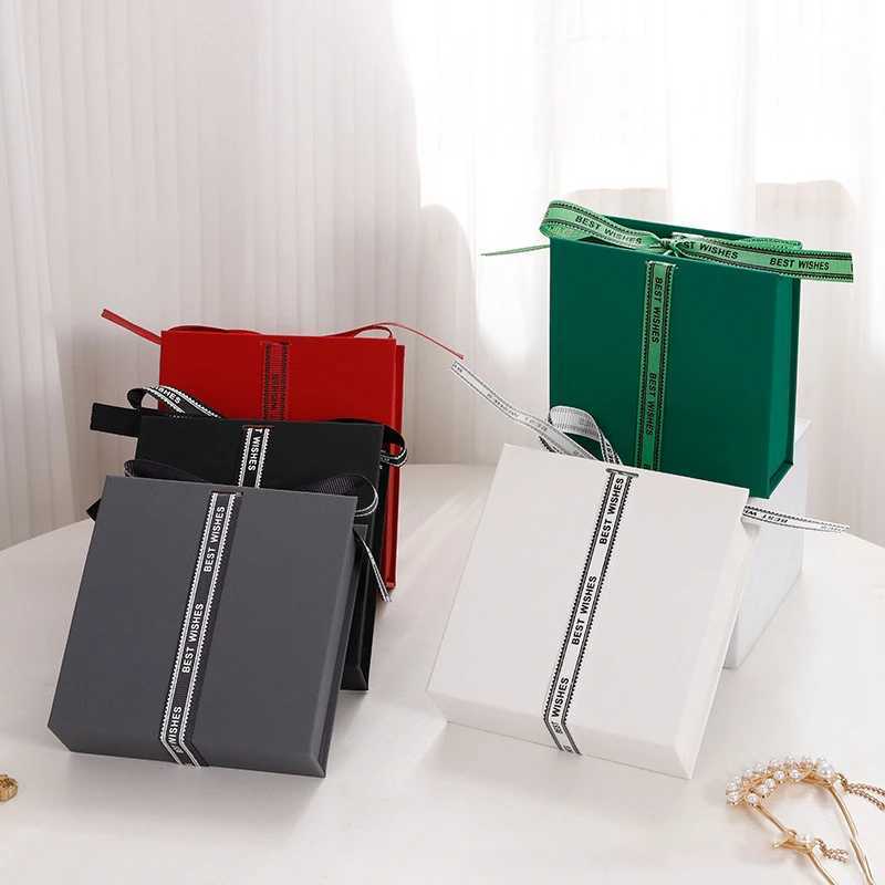 High end bow ribbon jewelry box necklace earring bracelet ring organizer box thick paper flip cover jewelry packaging gift box W241019