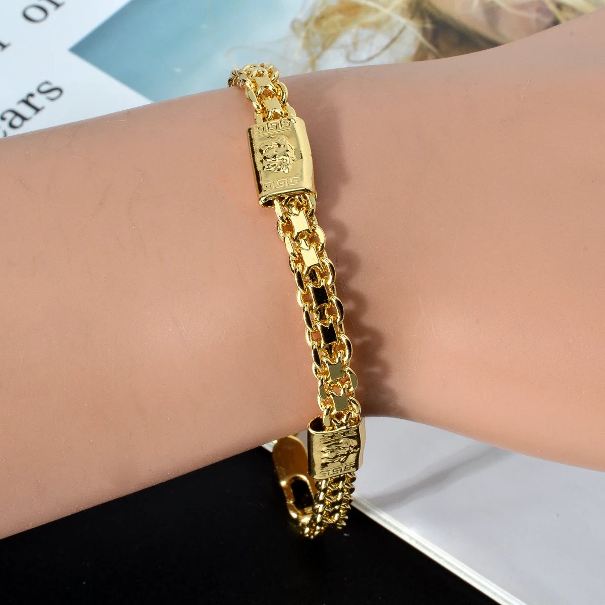 Luxury 18k gold 7mm chain mens bracelet necklace jewelry set fashion party Christmas gift jewelry accessories 241018
