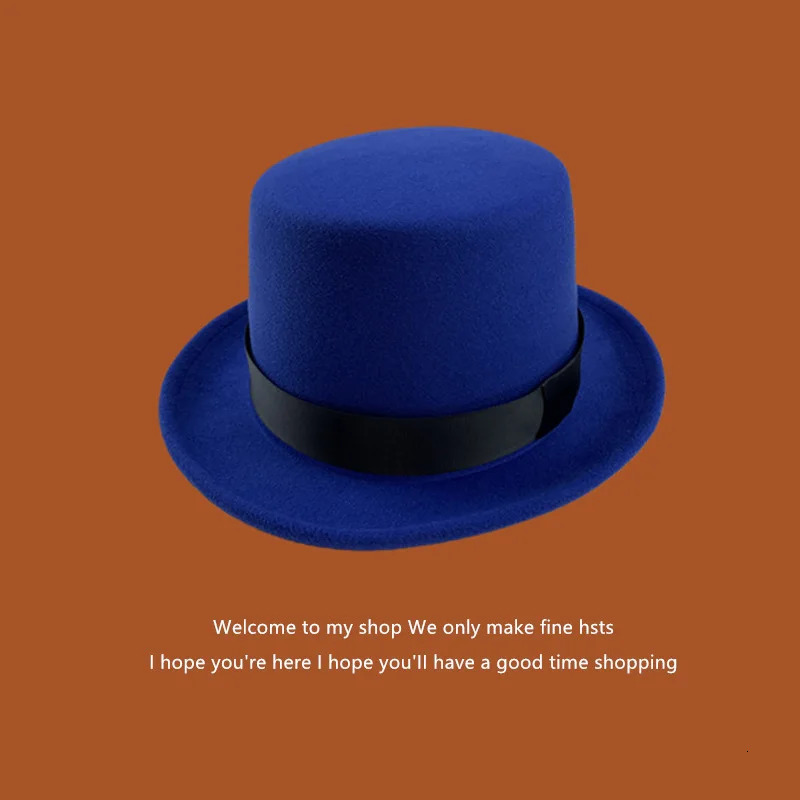 Magician High Hat British Black Jazz Top Hat Male and Female Court Hat Gentleman Flat Head Felt Hat 2024 Sombrero de Copa Brit anico 241018