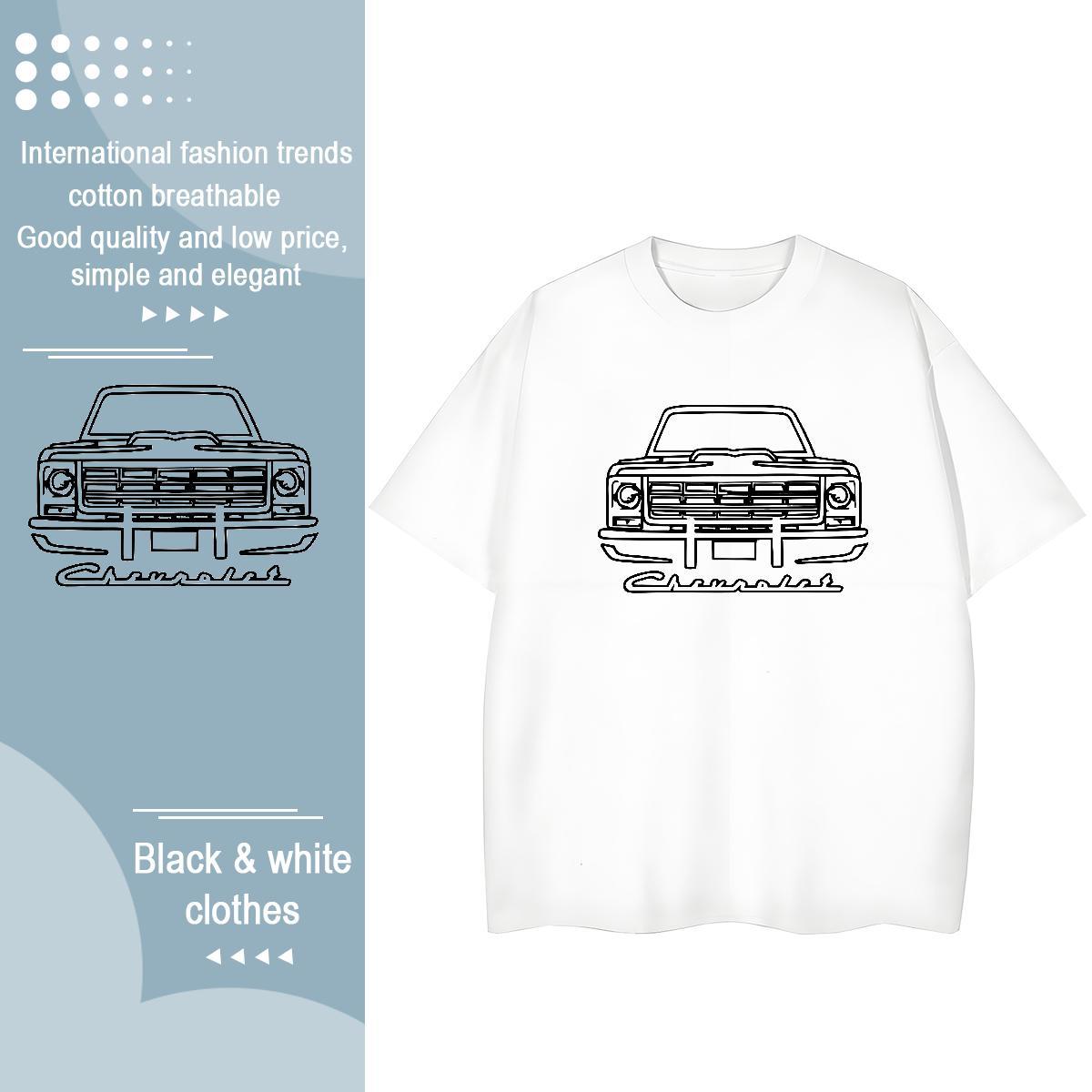 Fashion Casual Womens T Shirts 230g Pure Cotton Crew Neck High Street Hip Hop car Unisex Tshirts High quality Cartoon Anime Tees Shirts