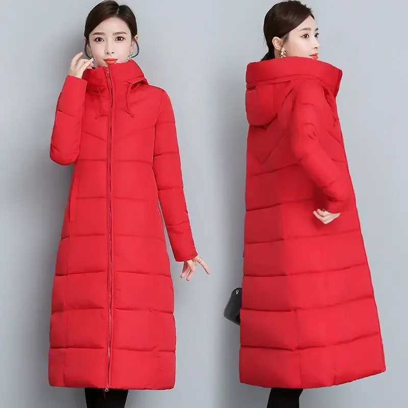 2024 Long Straight Winter Coat Women Casual Down Jackets Slim Remove Hooded Parka Oversize Fashion Outwear Plus Size 5XLX241019