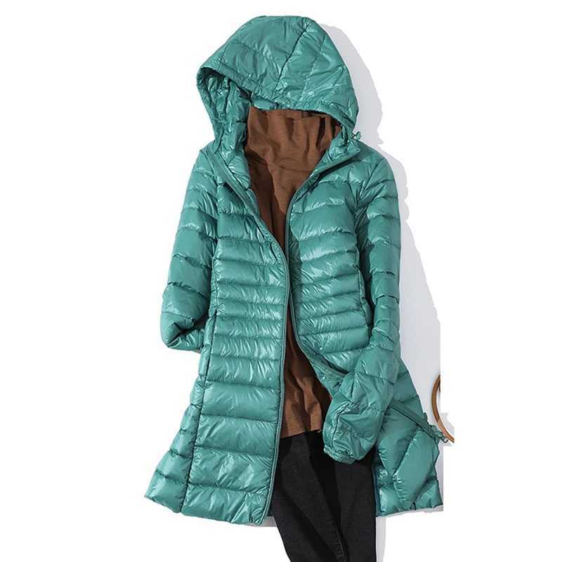 7XL Ladies Long Warm Down Coat With Portable Storage Bag Women Ultra Light Down Jacket Womens Overcoats Hip-LengthX241019