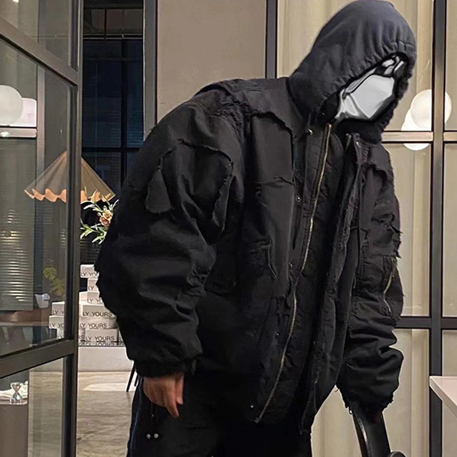NIGO Mens Autumn And Winter Black Washed Zippered Hoodie Hooded Jacket Cotton Ngvp #nigo8613 241019