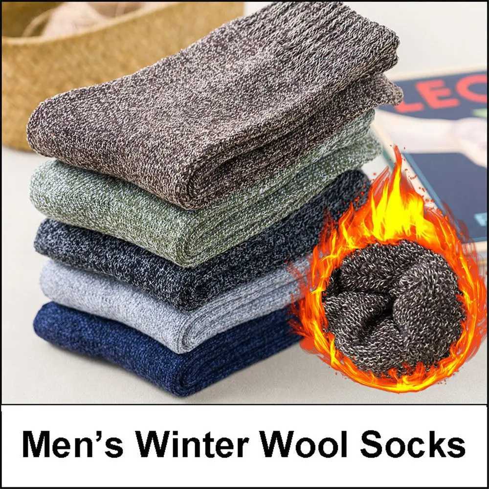 New Mens Wool Socks Stripe Casual Calcetines Hombre Thick Cotton Socks Winter Warm Socks Male Soft Skin-friendlyXJ241019