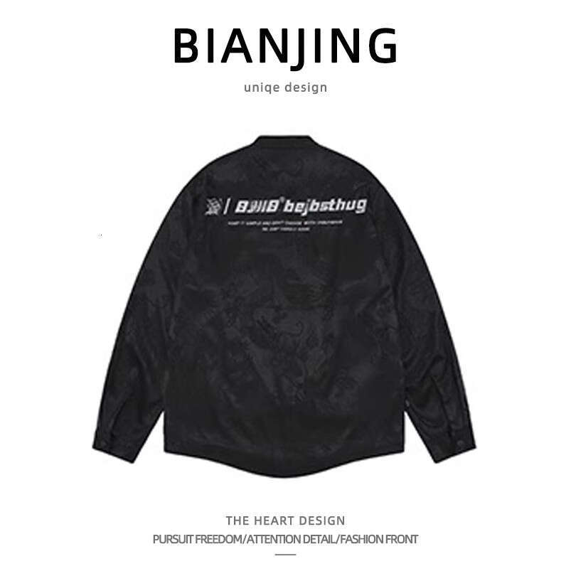 shanshi Men's shirts Year of the Loong printed jacket for men and women New men's clothing American casual handsome Chinese style shirt