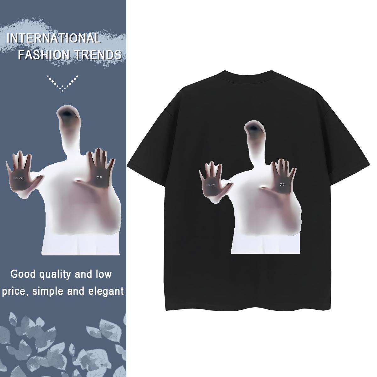 2024 T-Shirts 230g 100% Cotton Short sleeve Soft Street portrait Tshirt for Man Woman Popular Cartoon Print Polos