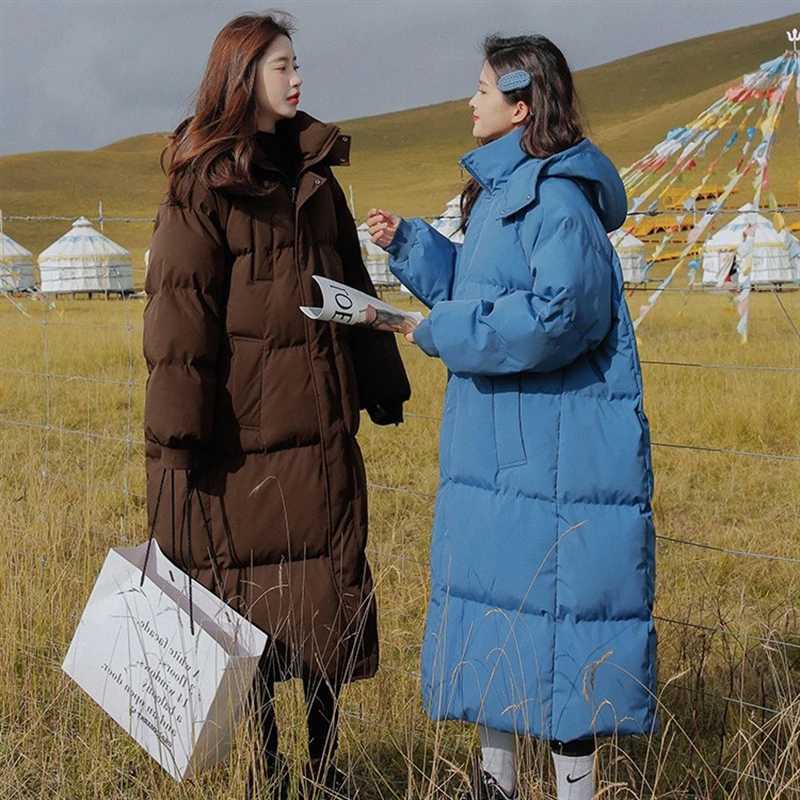 2023 Down Coats New Long-style Cotton Dress Korean Version Large Size Korean Fashion Jackets Winter Heat Parka FemininaX241019