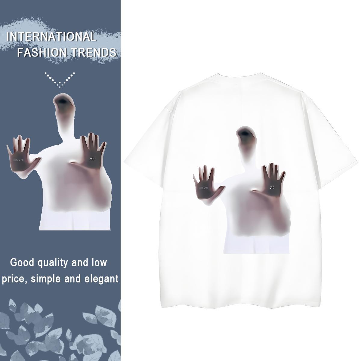 2024 T-Shirts 230g 100% Cotton Short sleeve Soft Street portrait Tshirt for Man Woman Popular Cartoon Print Polos