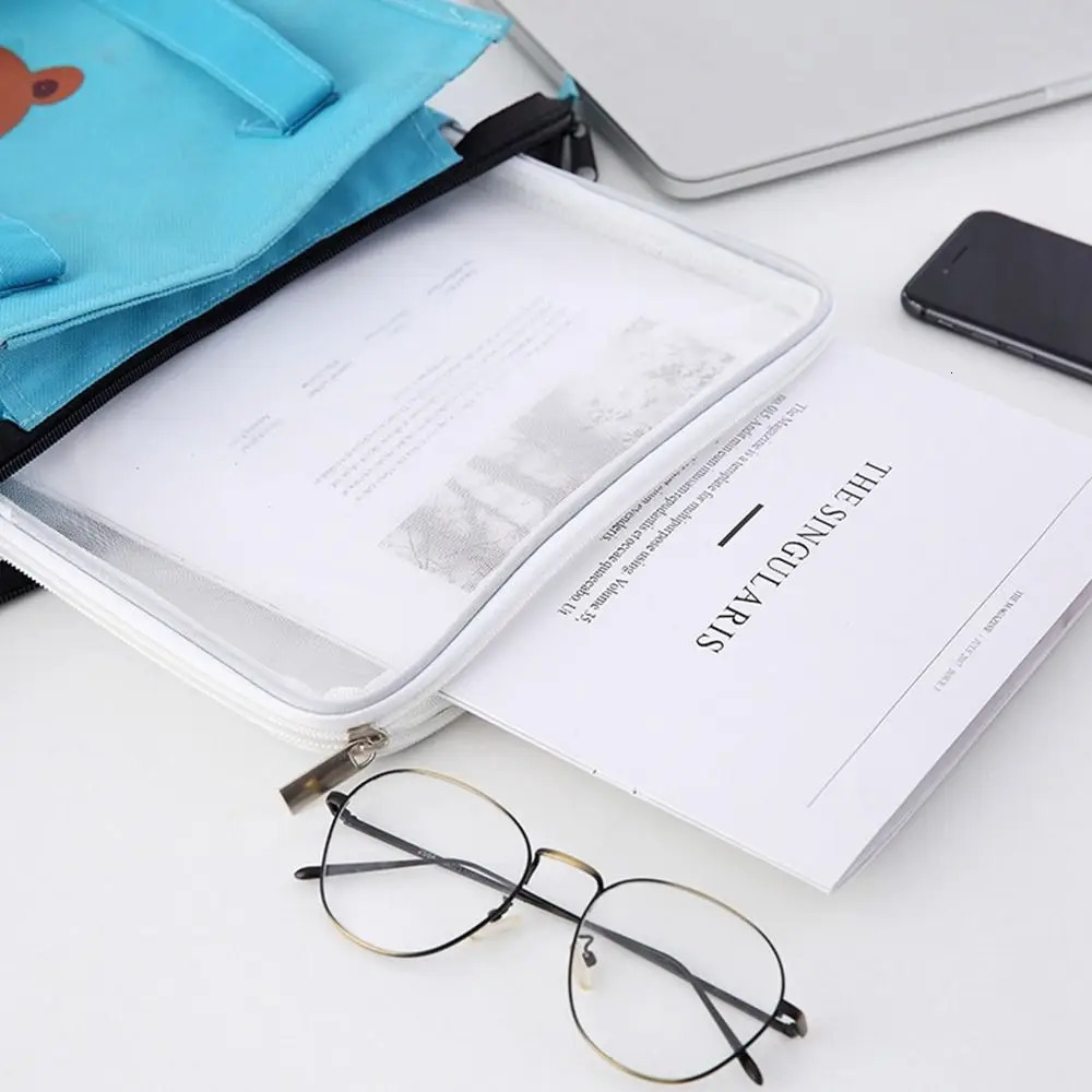 Transparent School Storage Wallet Paper Folder Briefcases Grid File Bag Expanding Document Organiser A4 241019 zhanyishengli
