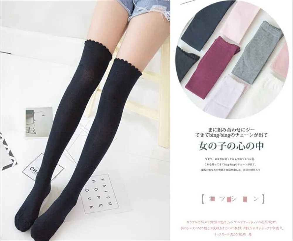 Socks Hosiery Womens Overkn Socks Stockings solid color Lolita dress socks B418 Y24083304SF1