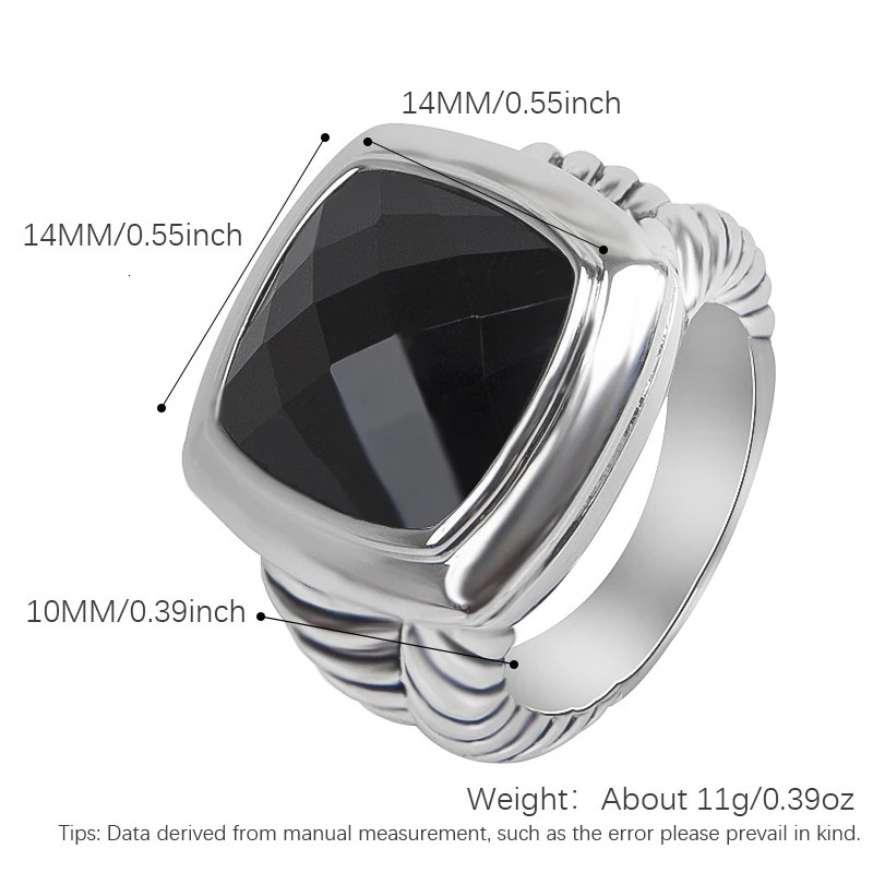JADE ANGEL 14mm Cubic Zirconia Statement Ring for Women Men Fashion White Gold Plated Brass Personalized RingNo Side Stone 241010