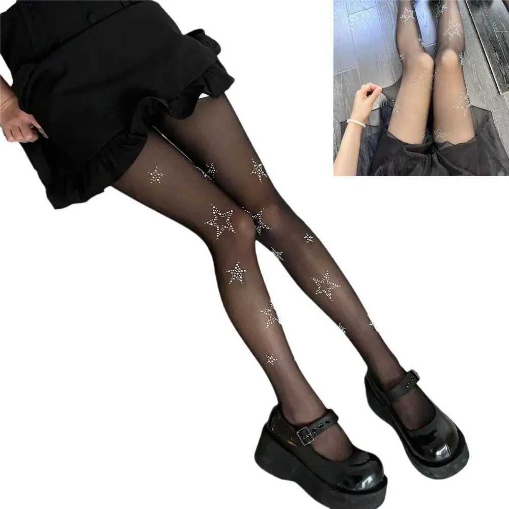 Socks Hosiery Punk Rhinestone Star Top Thigh High Stocking Y2K Gothic Stockings Cute Pantyhose for Women Girls Y24083307TK8