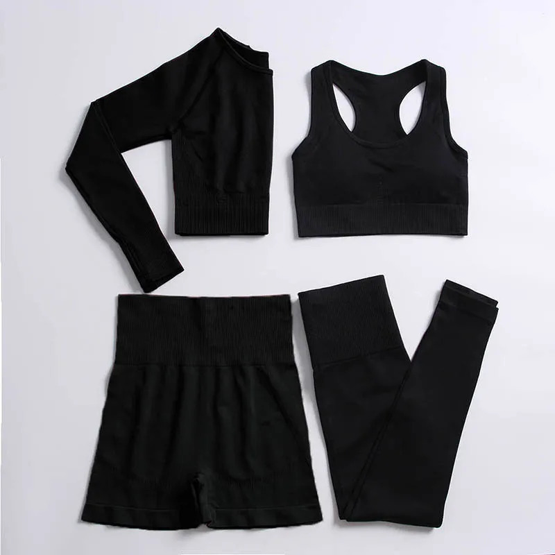 234PCS Womens tracksuit Seamless Yoga Set Workout Sportswear Gym Clothing Fitness Crop Top High Waist Leggings Sports Suits 241010