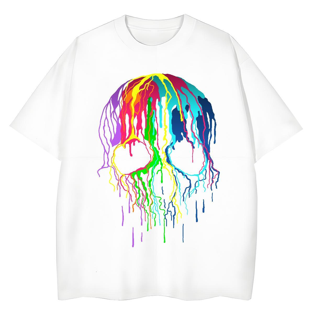Fashion New T-Shirts for Women 230g 100% Cotton O-Neck Short Sleeve Street Casual skull Unisex Tshirts Designer Floral Print Tops Tees