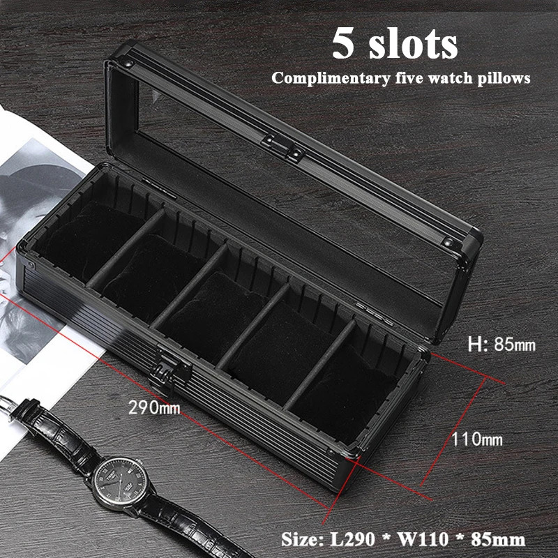 5-slot high-end aluminum alloy watch box watch storage box detachable and mobile Diy internal watch storage display box 241018