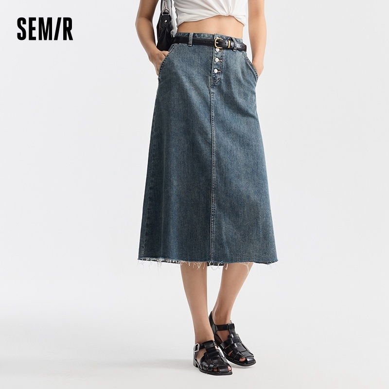 Semir Women Denim A-E 2024 Summer New Trendy Retro Style Cool And Versatile Long Skirt