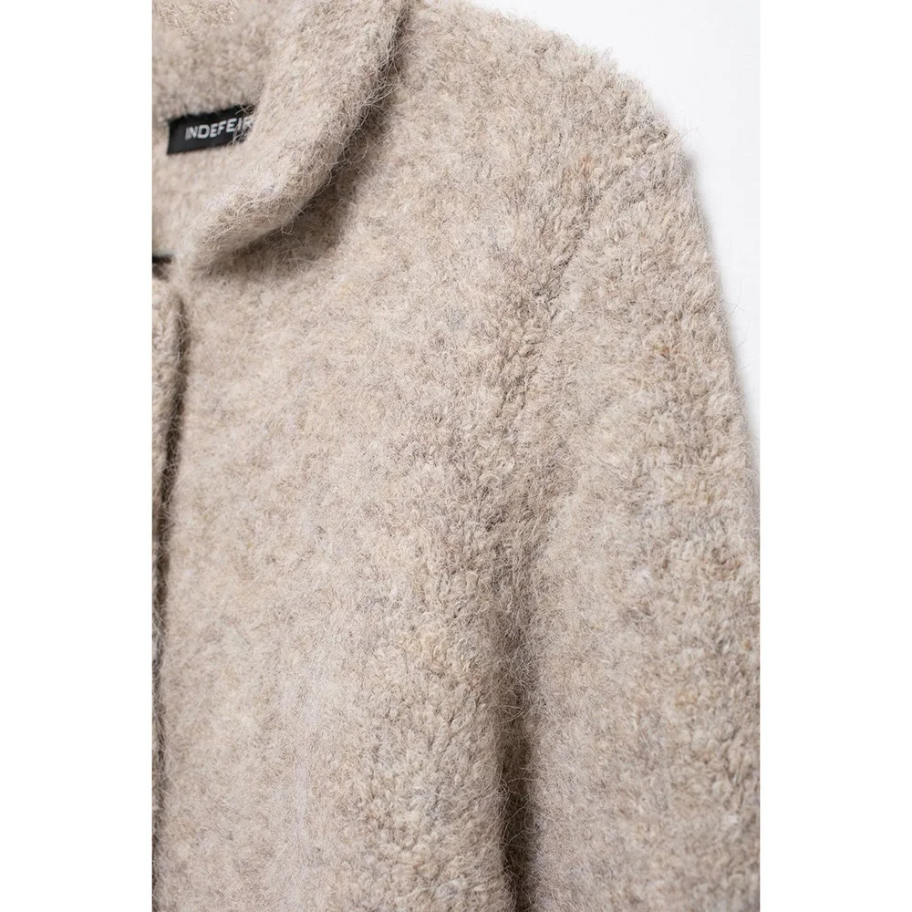 Aoaiys faux fur jacket womens winter coat fashionable and chic button lapel jacket thick warm long sleeved elegant jacket 241018