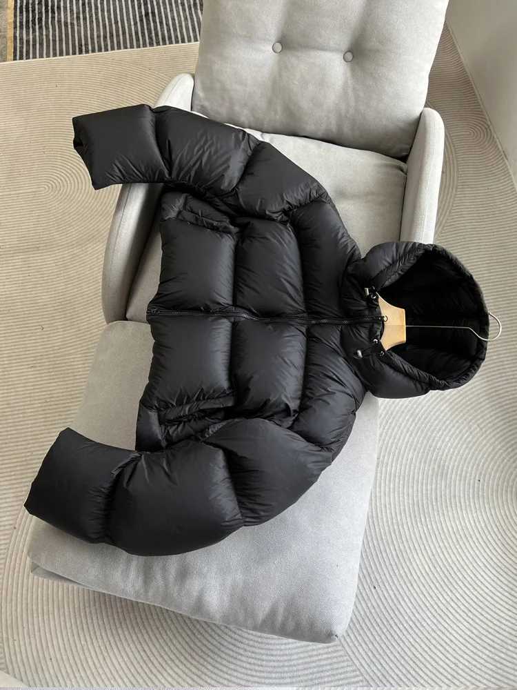 Women's Down Parkas Janveny Womens Winter 90% White Duck Down Jacket Hoodie Short Feather Puff Parkas Casual Womens Thick Warm Fluffy Coat Y24101
