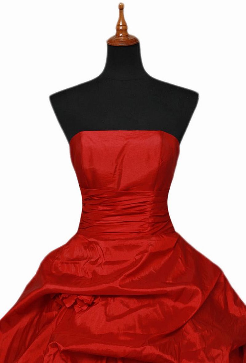 Vintage Red Ball Gown Prom Dresses Strapless Sleeveless Ruched Satin Long Special Occasion Gown Court Train Plus Size Women Evening Formal Dress 2025