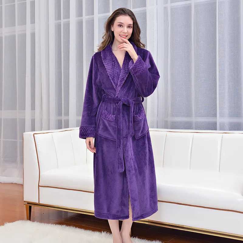 New Winter thickened Robe Couple Pajamas Multi-Coloured Flannel Bathrobe Absorbent and Warm Soft and ComfortableXJ241018