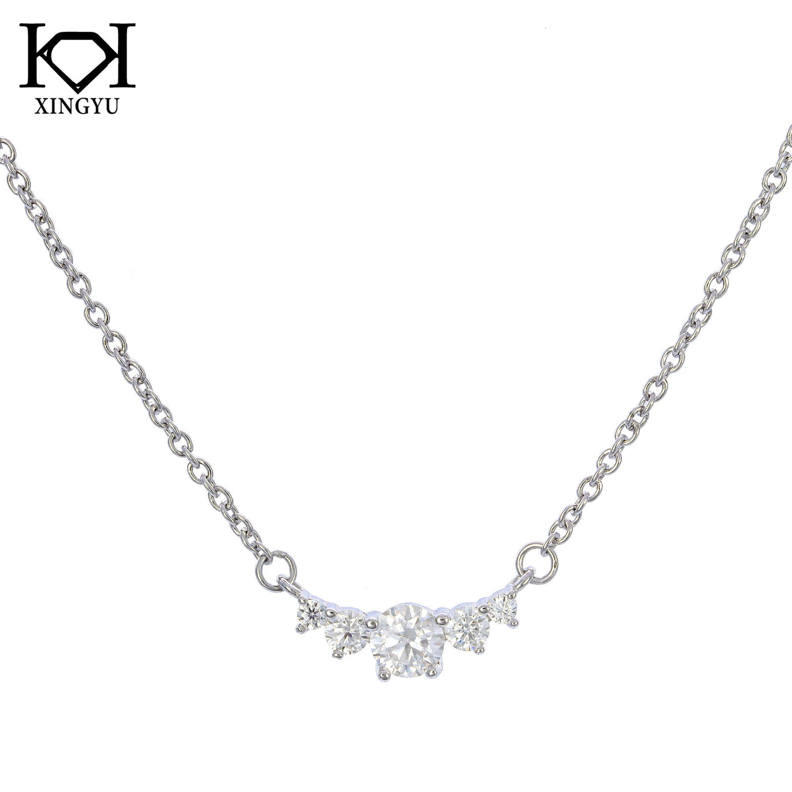 S925 Silver Pendant Womens Simple Fashion Sparkling Smile D-Class Five piece Necklace 241018