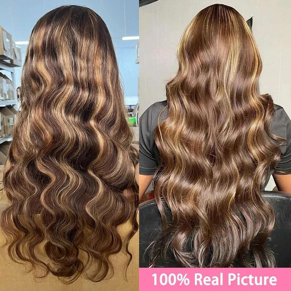 30 40 Inch Highlight 13x4 Front Human Hair Body Wave Brazilian 250 density For Black Women 13x6 Lace Frontal Wig