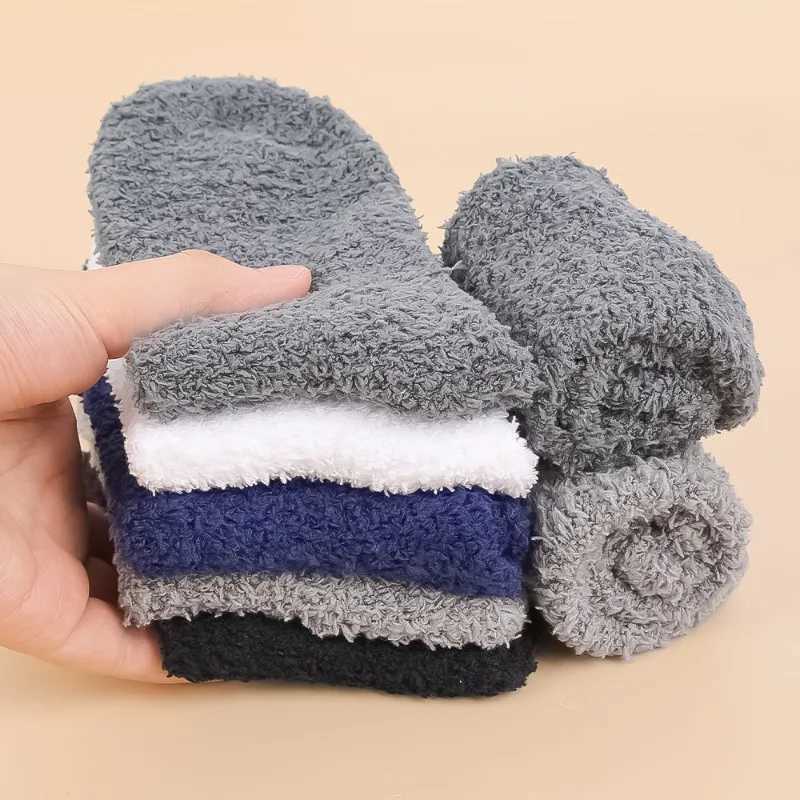 Thicken Thermal Socks Men Winter Warm Coral Velvet Fleece Fluffy Socks Harajuku Solid Color Loose Sleep Floor Terry Fuzzy SockXJ241019