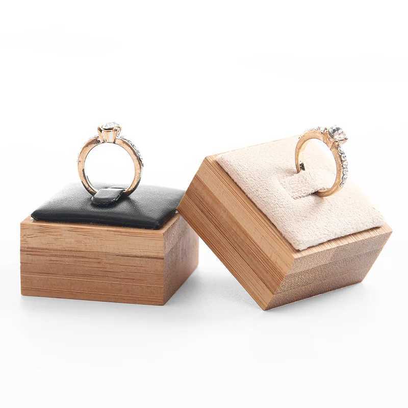 Wooden ring display stand ring organizer jewelry stand jewelry display props jewelry box packaging leather and velvet box W241019