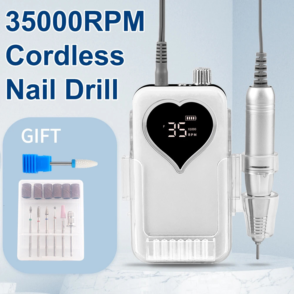 SIMINAIL Heart shaped Nail Drill Rechargeable Desktop 35000RPM Manual Electric Nail Machine Nail File Cordless Drill 241007