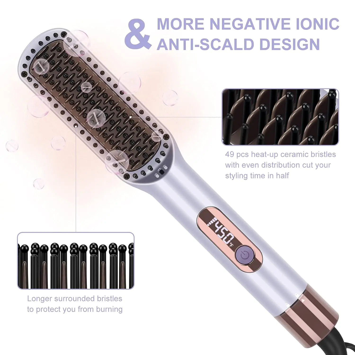 Straightener and Curler PARWIN PRO BEAUTY 1-inch Flat Iron 1.25-inch Curling Iron Straightener Brush with Removable Power Supply 241018