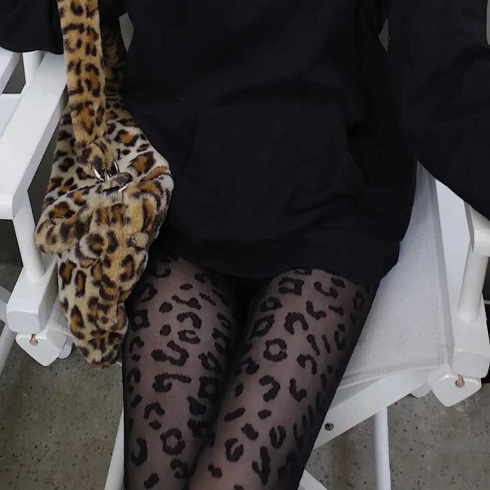 Socks Hosiery Women Sexy Thin Transparent Silky Pantyhose Gothic Black Sexy Vintage Leopard Animal Pattern Shr Tights Seamless Stockings Y2408330SHGE
