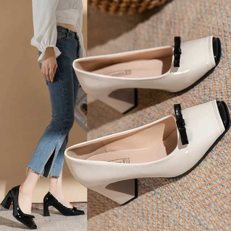 Spring Fashions new shallow mouth square toe pump provides comfortable and elegant high-heeled square toe color matching for womens shoes Y241019