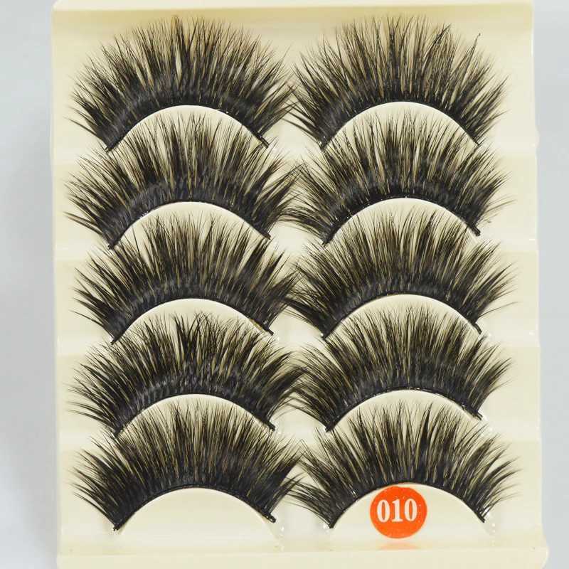 False EyeLashes 1 Box 5 Pairs Thick Black False Eyelashes Makeup Tips Natural Smoky Makeup Long Fake Eye Lashes 10XJ241019