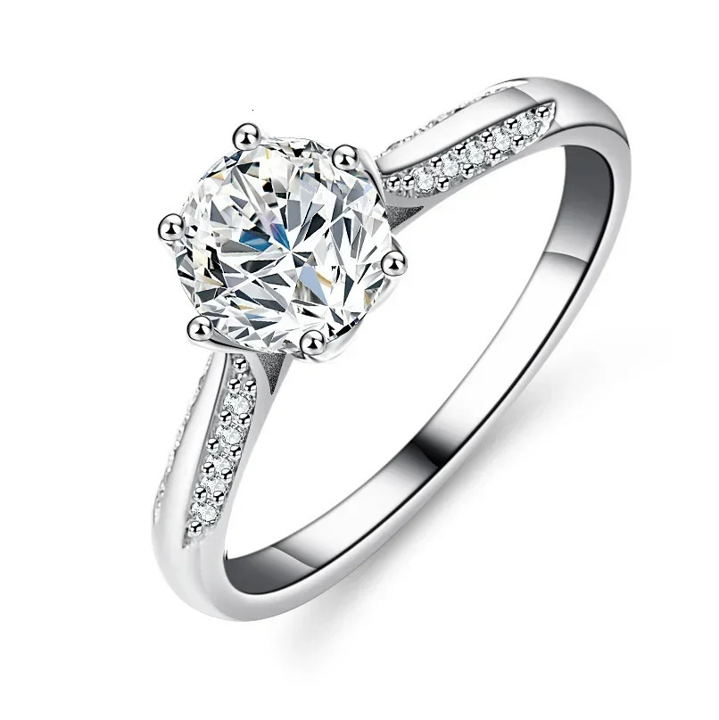 Platinum PT950 Diamond Ring Wedding Recommended Ring Six Claw Diamond Ring 241007