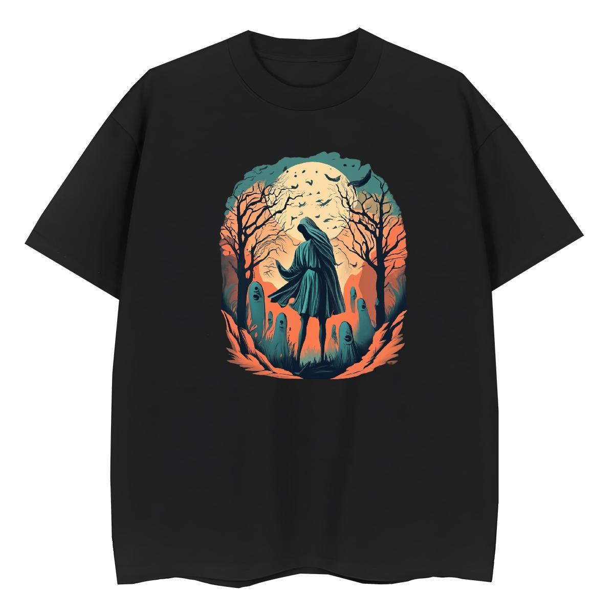 2024 T shirt 100% Cotton 230g Round Neck Short Sleeve Spring Summer skull Woman Tshirt High quality Black White Tees