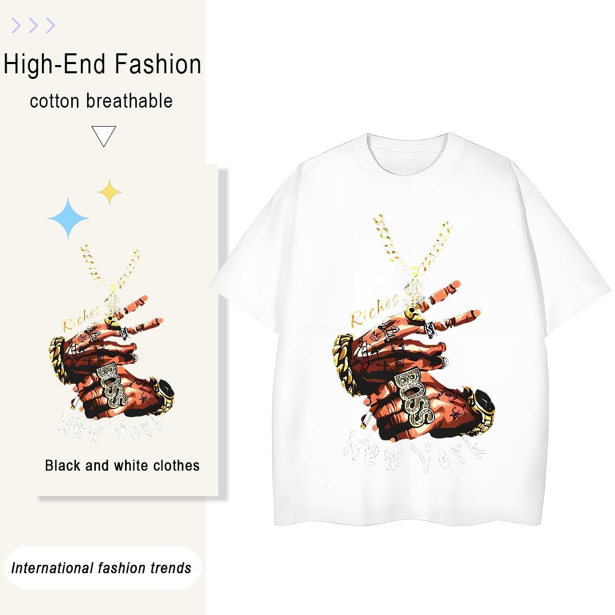 Designer T Shirts Women 230g Pure Cotton Short Sleeve O-Neck Home Outdoor hands Woman Tshirt Wholesale Plus Size Cartoon Top Tees