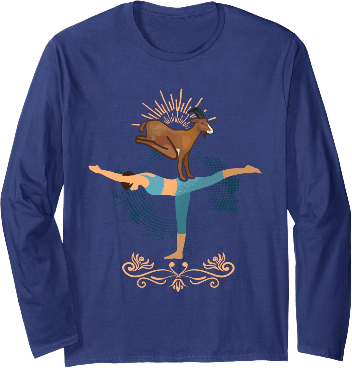 Long Sleeve Shirts for Men sweatshirt Funny Woman Goat Yoga Spiritual Friends Yogi Warrior Pose Long Sleeve Tee Streetwear Casual tops clothes