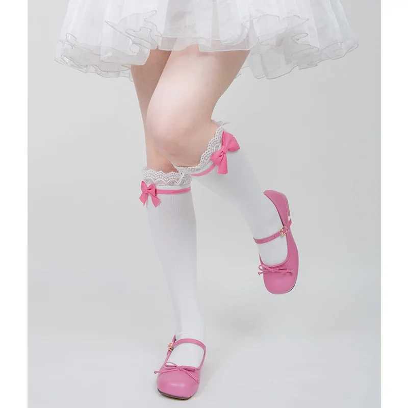 Socks Hosiery Lolita Long Socks Women Spring Autumn Bow Tube Socks Lolita Lace Cotton Socks Swt Girls White Leg Warmers Stockings Y2408330DJSN