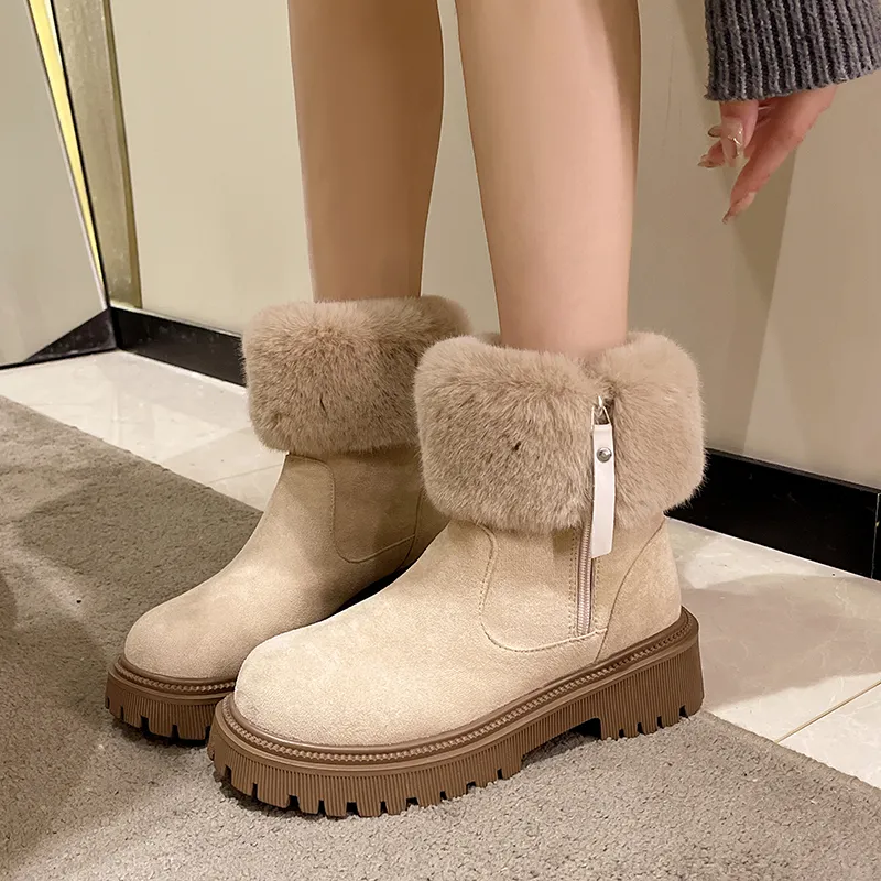 2024 New Anti Slip Designer Boot Khaki Black Outdoor Snow Boots Large Women's Shoes Size 36-42