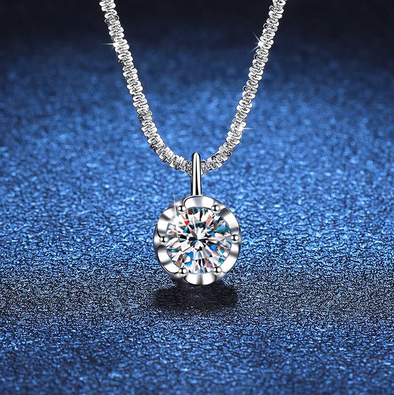 1-2CT pendant necklace suitable for womens parties and weddings 925 sterling silver sparkling diamond copper flower chain exquisite jewelry 241018