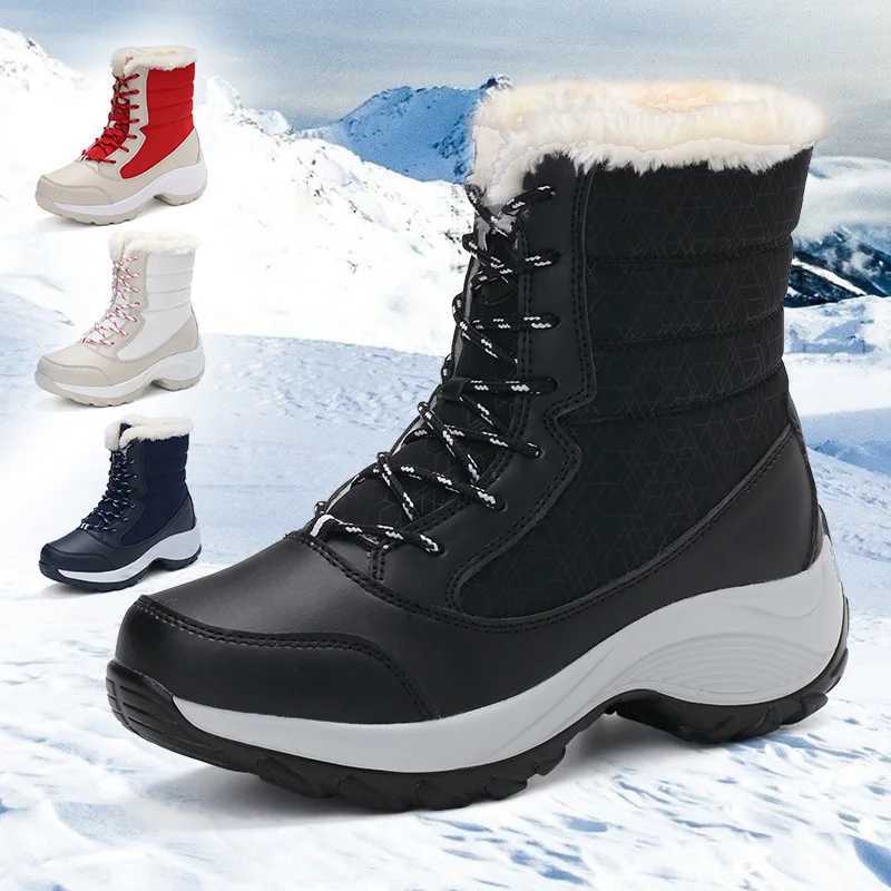 Winter outdoor warm snow boots with thick platform waterproof and anti slip warm shoes for women oversized casual boots Y241019